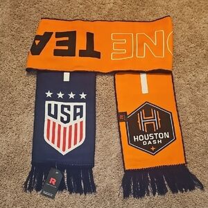 USA Houston Dash Soccer Scarf One Team Orange Fringe RuffNeck G4